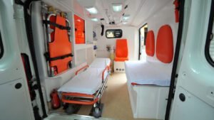 Interior of air ambulance for patients comfort